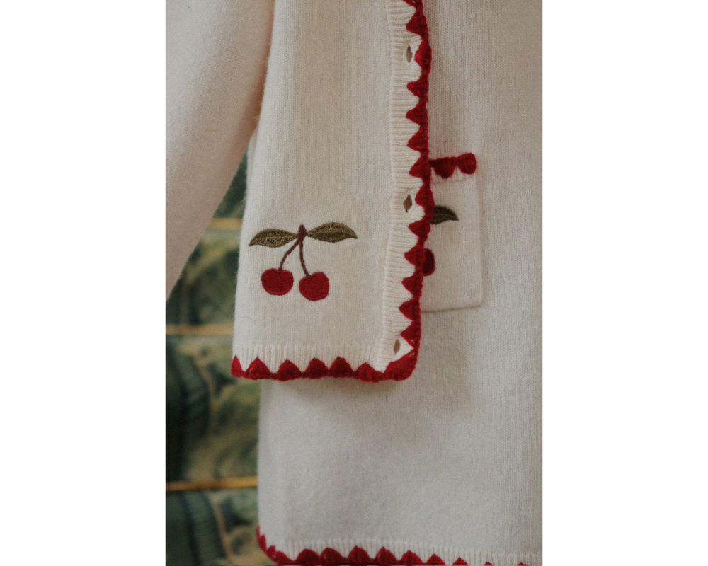 Collette Cardigan - Off White Cherry
