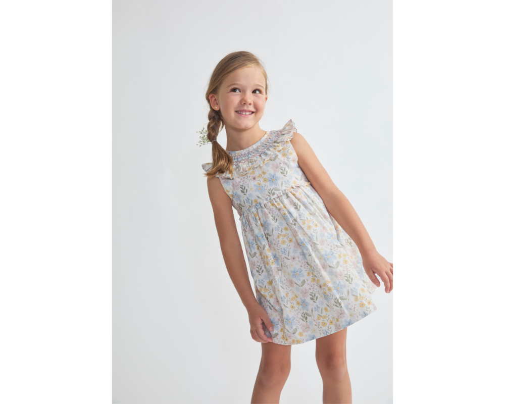Amanda Bow Tulle Handsmocked Dress