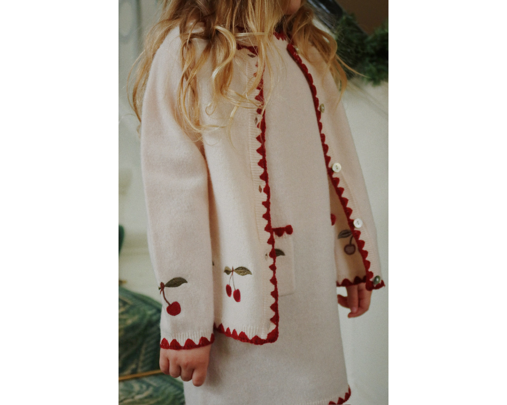 Collette Cardigan - Off White Cherry