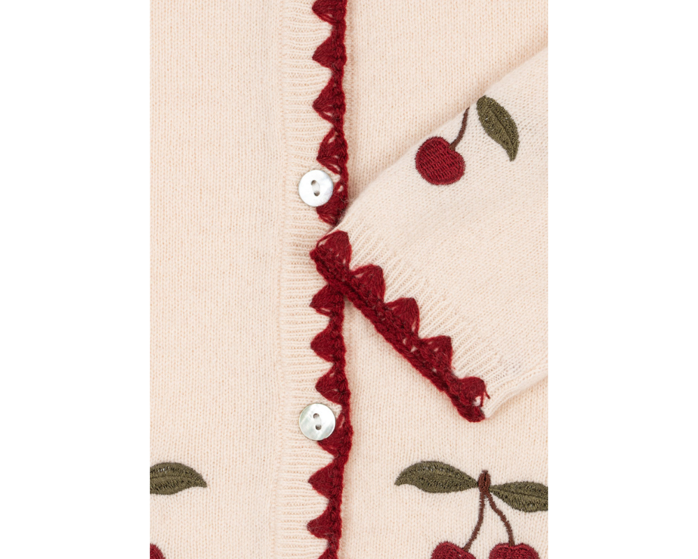 Collette Cardigan - Off White Cherry
