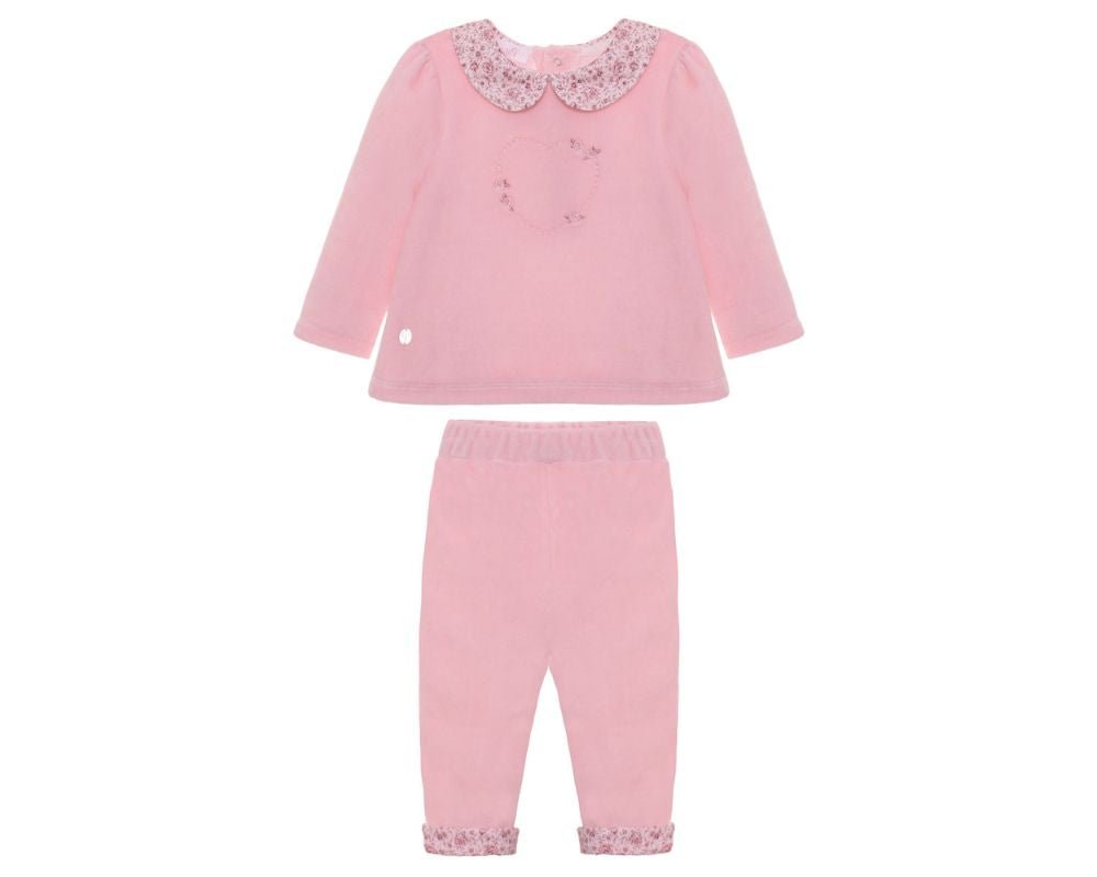 Pink Heart Velour Sweater Set