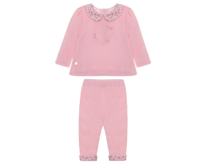 Pink Heart Velour Sweater Set