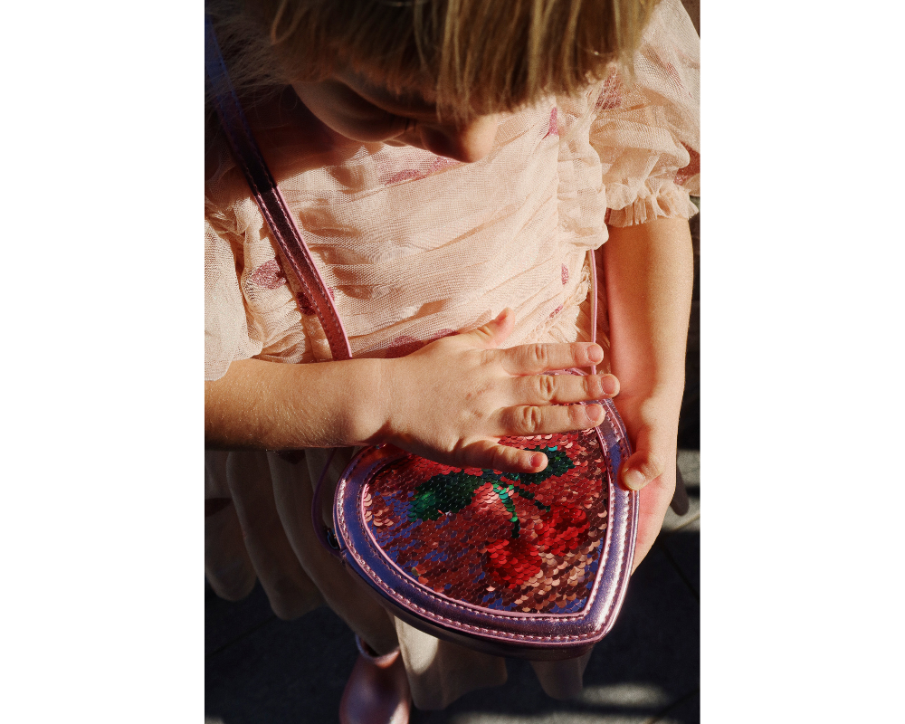 Tut Heart Sequin Purse Bag - Rose