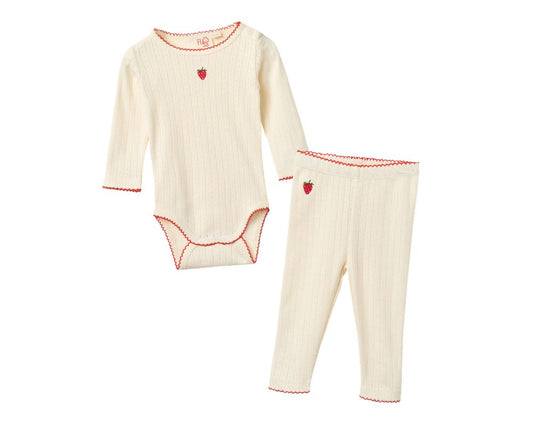 Flora Pointelle Onesite Baby Set - Gentle Cream