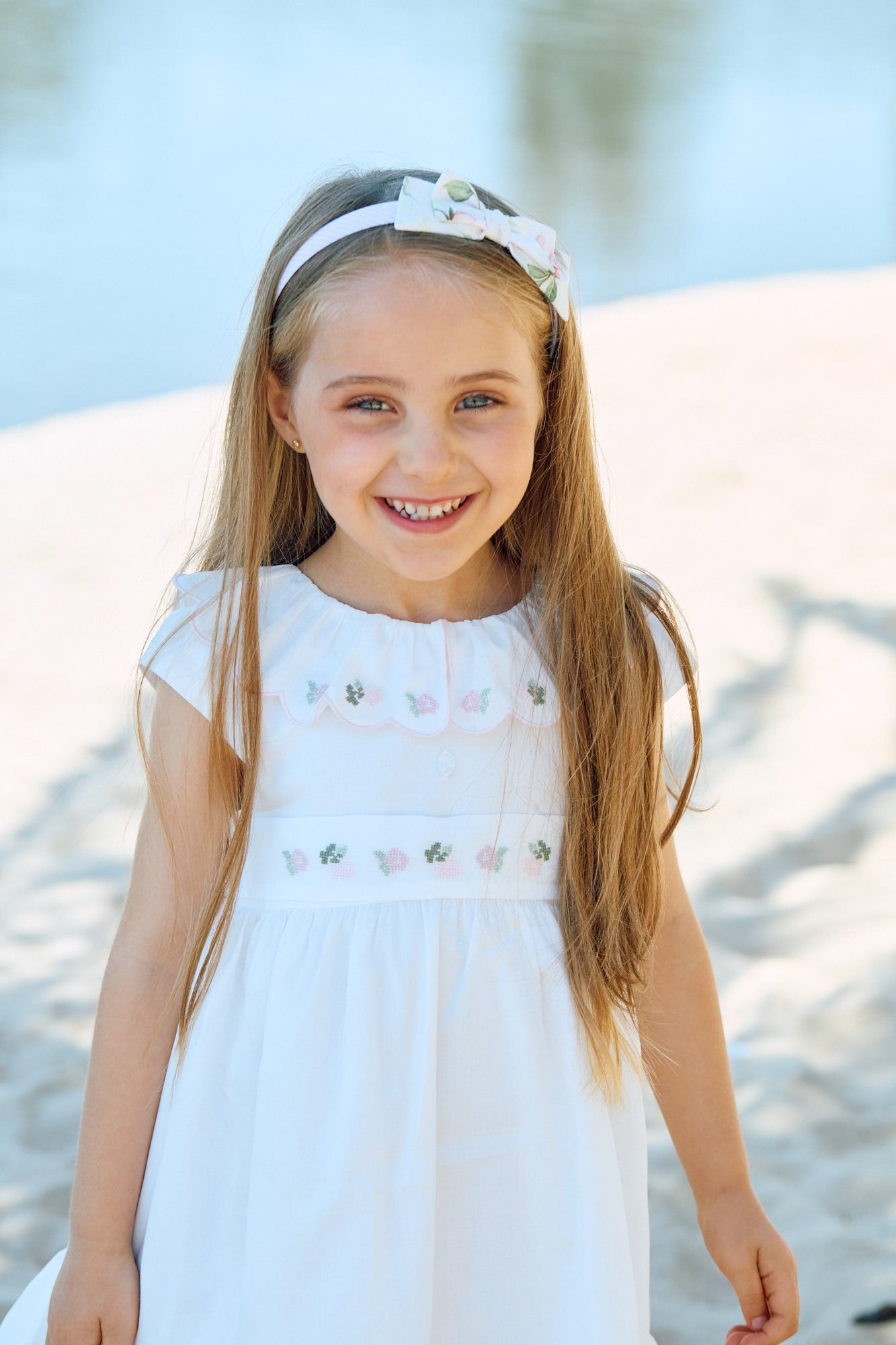 White Dress with Floral Embroidery