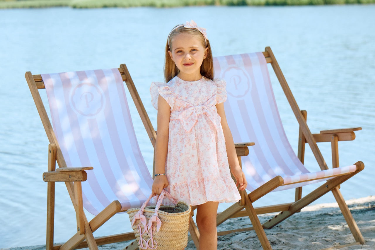 Pink Flores Bow Dress