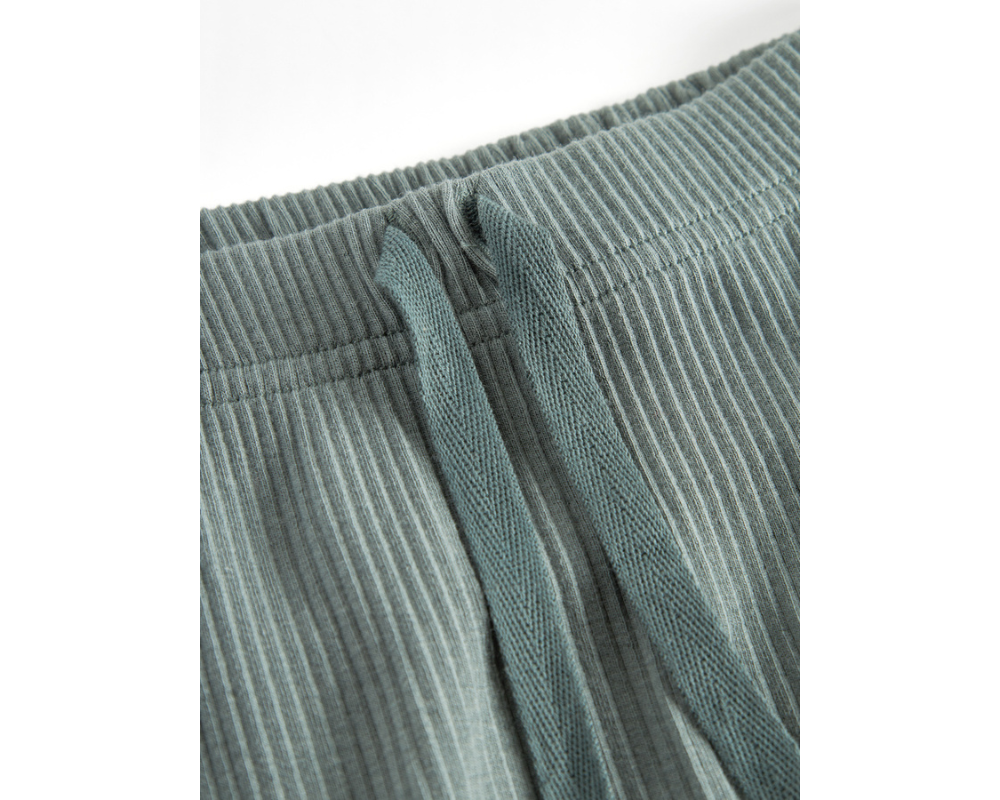 Long Sleeve Ribbed Henley Set - Dusty Green