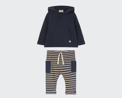 Soft Brushed Hooded Sweater and Striped Pants