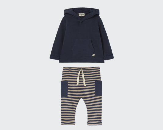 Soft Brushed Hooded Sweater and Striped Pants