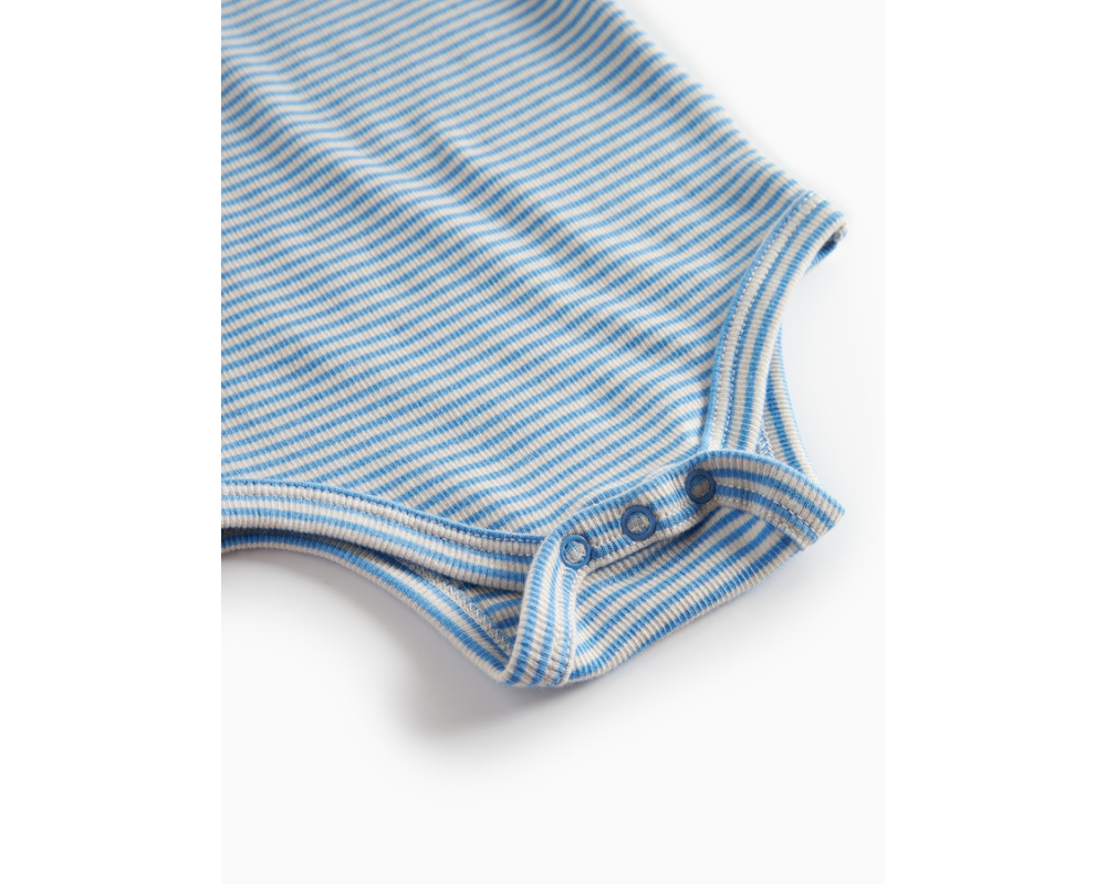 Blue Striped Long Sleeve Onesie Set
