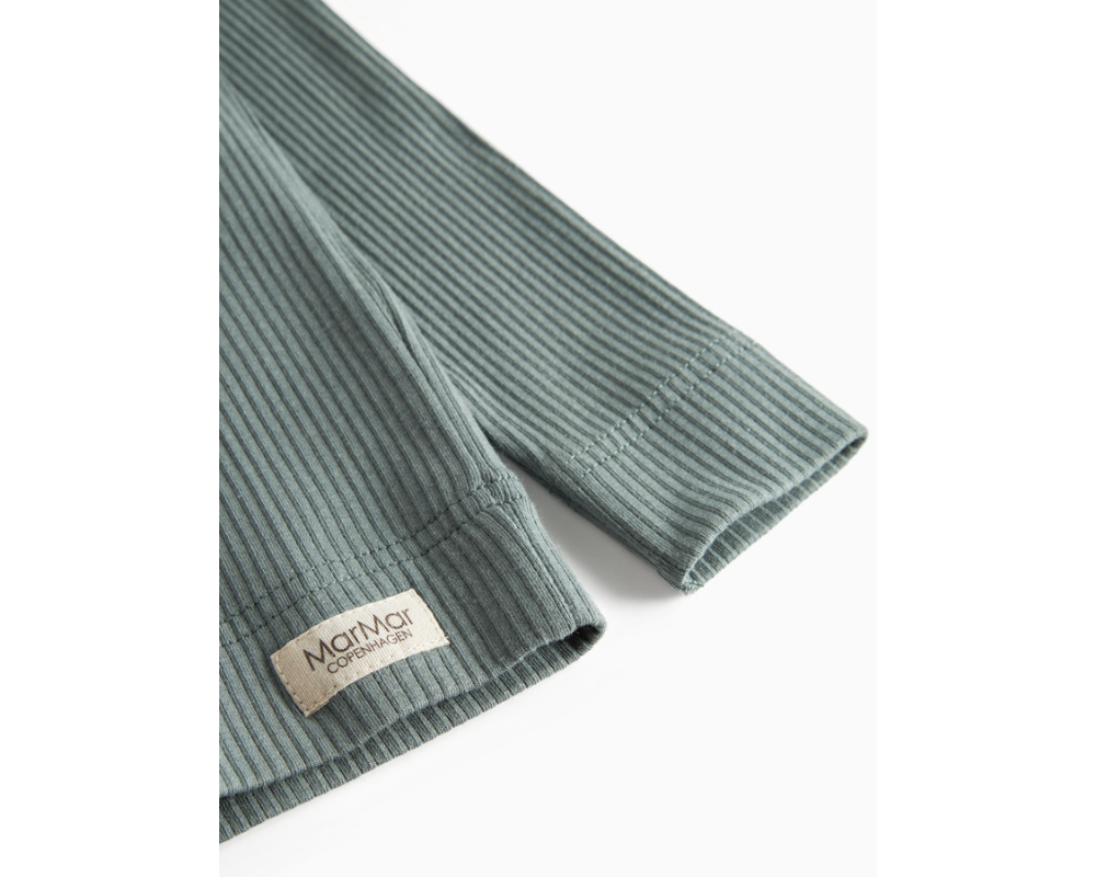 Long Sleeve Ribbed Henley Set - Dusty Green