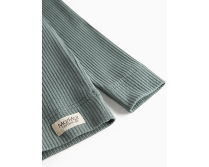 Long Sleeve Ribbed Henley Set - Dusty Green