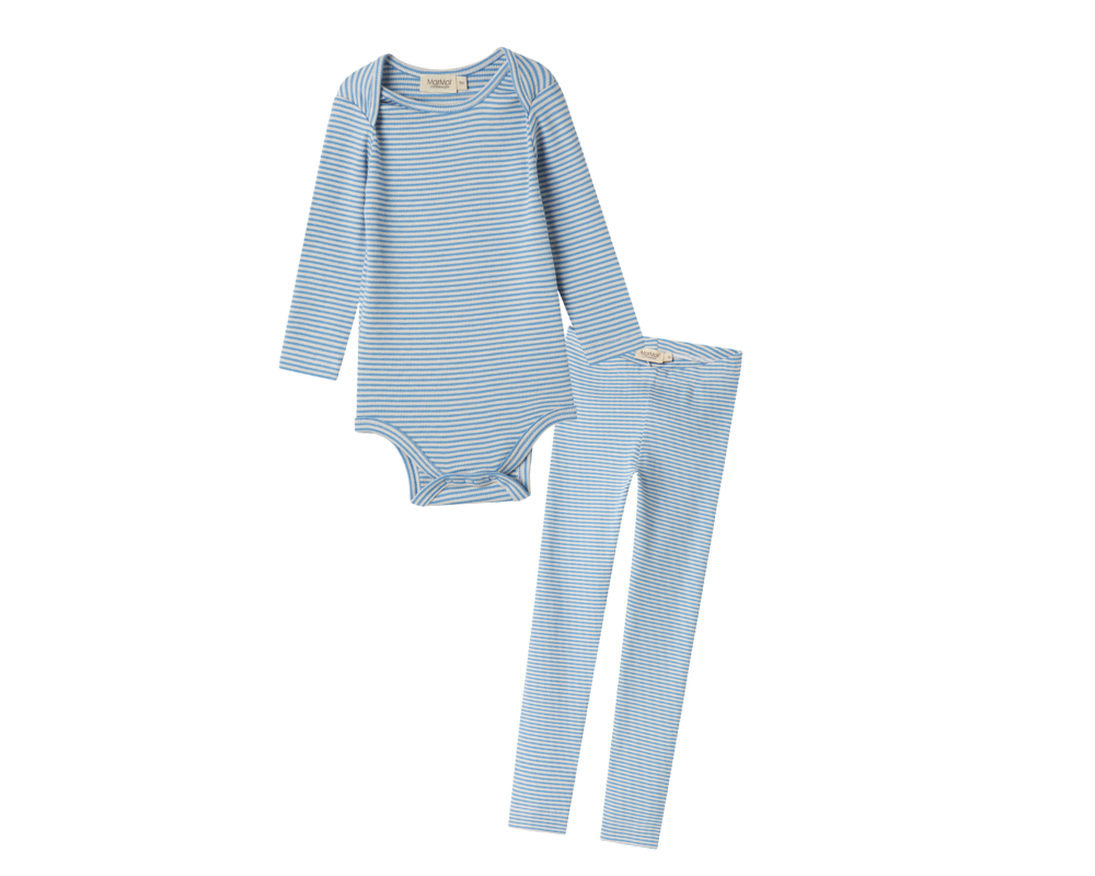 Blue Striped Long Sleeve Onesie Set