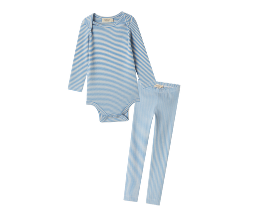 Blue Striped Long Sleeve Onesie Set