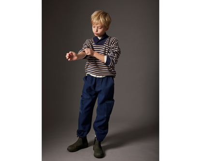 Soft Stripes Collar Sweater and Dobby Denim Pocket Pants