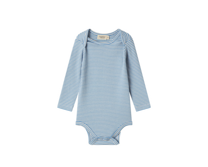 Blue Striped Long Sleeve Onesie Set
