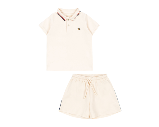 Florian Polo Shorts Set - Antique White