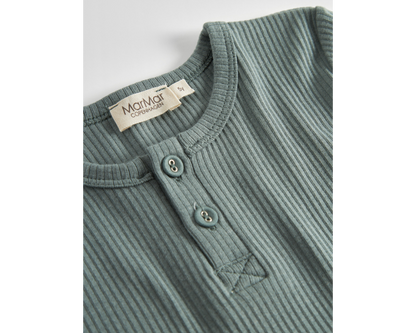 Long Sleeve Ribbed Henley Set - Dusty Green