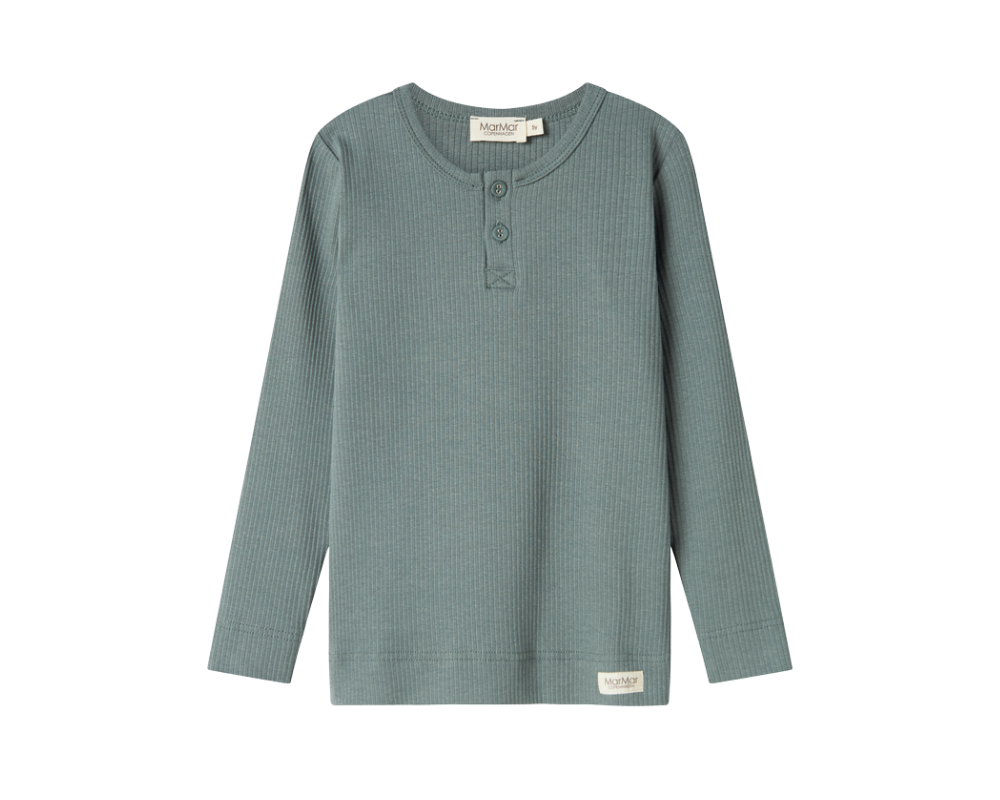 Long Sleeve Ribbed Henley Set - Dusty Green