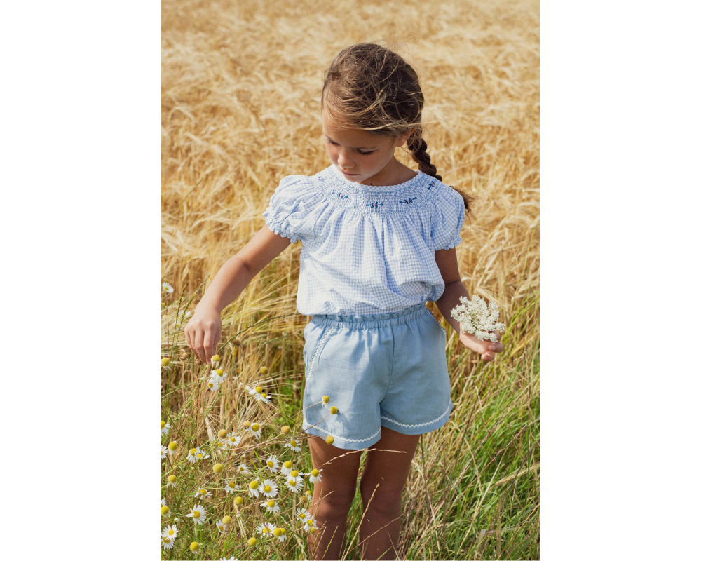 Capri Linen Shorts - Myosotis