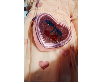 Tut Heart Sequin Purse Bag - Rose