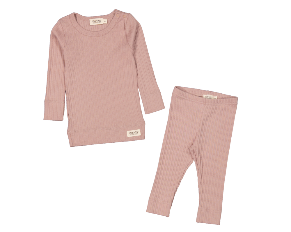 Long Sleeve Modal Broad Rib Set - Light Plum Pink
