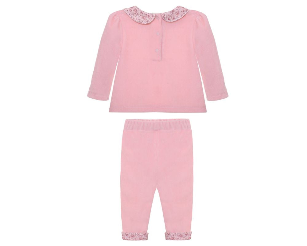 Pink Heart Velour Sweater Set
