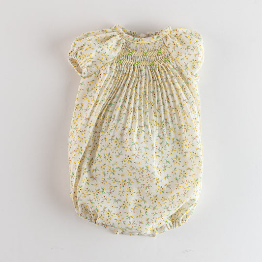 Floral Smocked Romper  Yellow