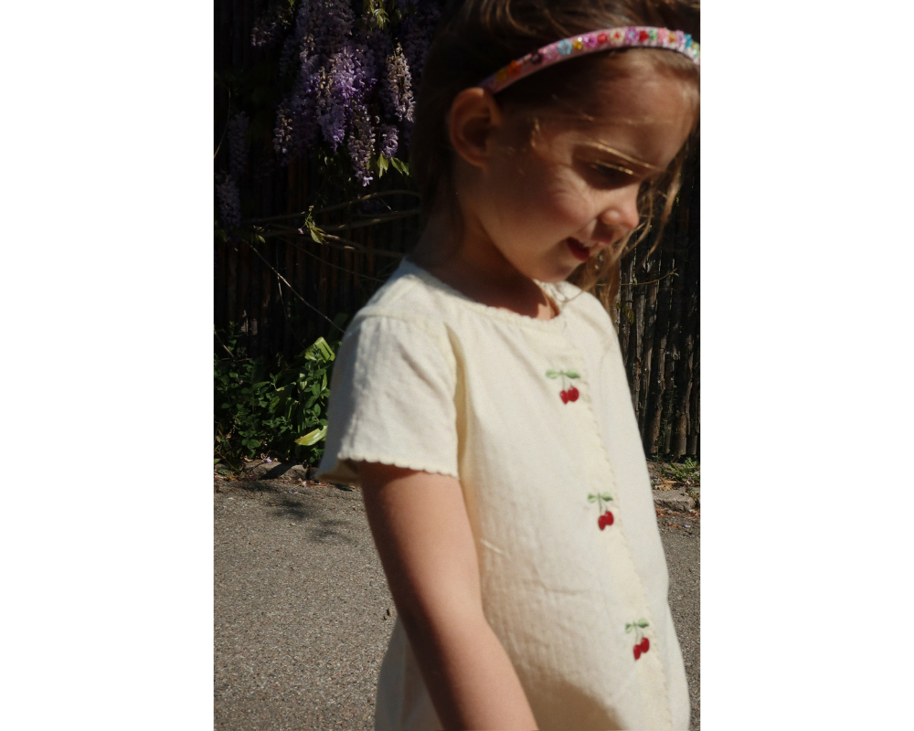 Evia Cherry Dress - Cloud Cream