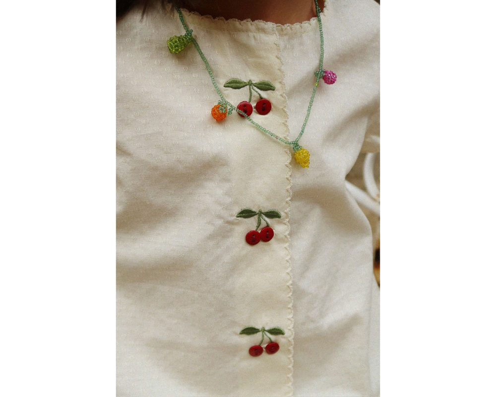 Evia Cherry Dress - Cloud Cream