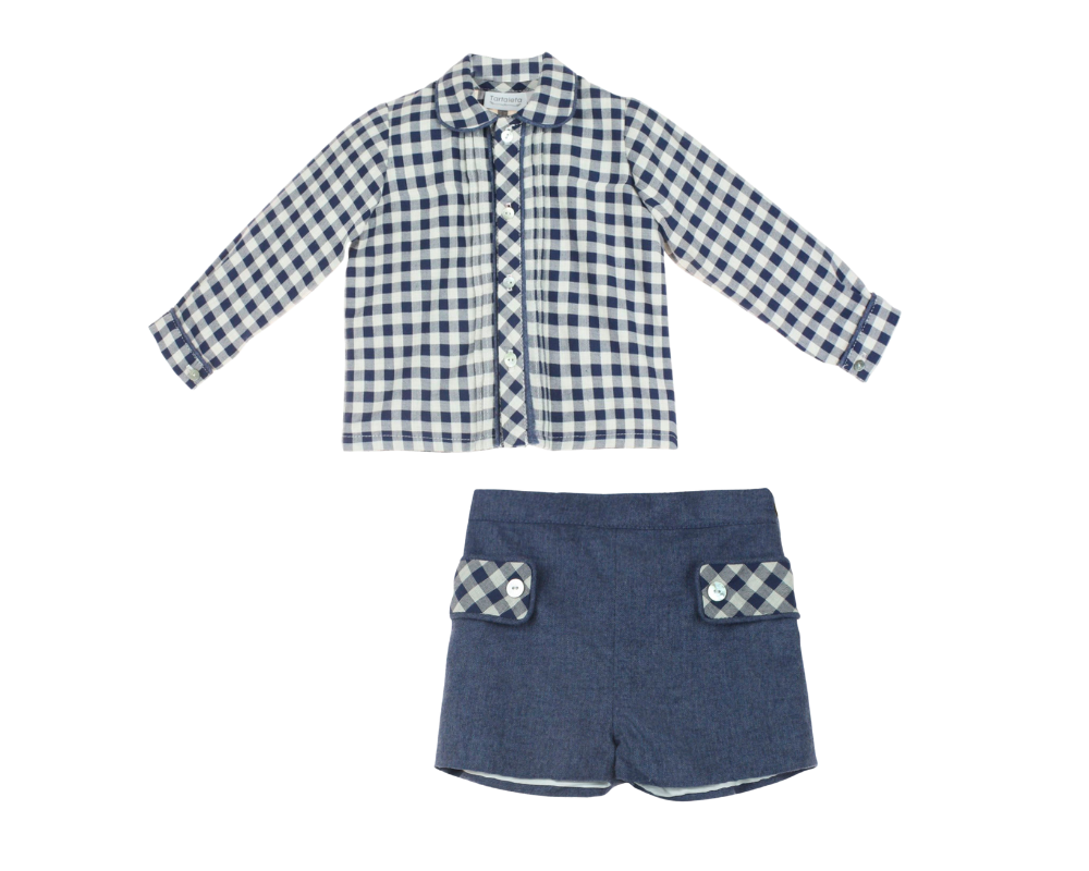 Blue Checkered Boys Set