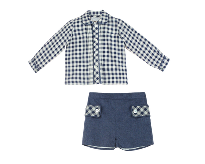 Blue Checkered Boys Set
