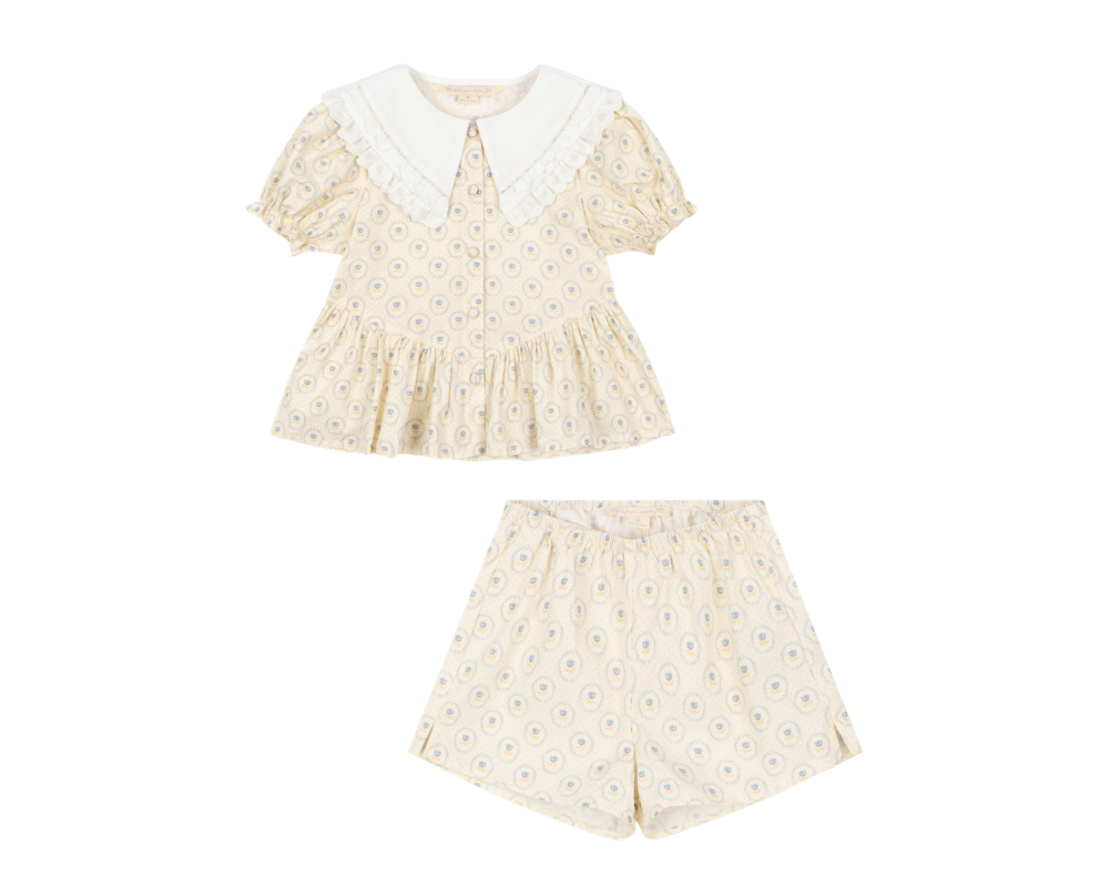 Coeur Collar Shorts Set - Ciel Mirage