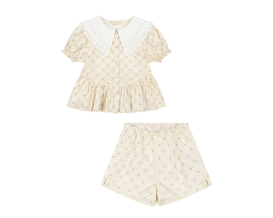 Coeur Collar Shorts Set - Ciel Mirage