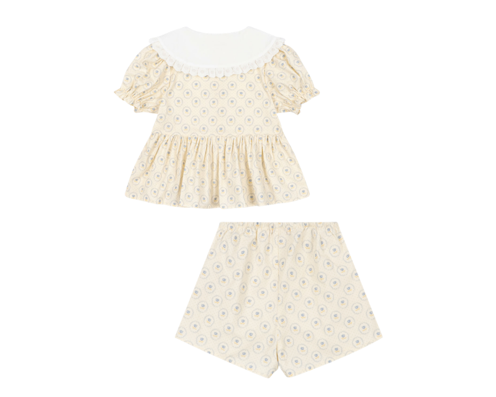 Coeur Collar Shorts Set - Ciel Mirage