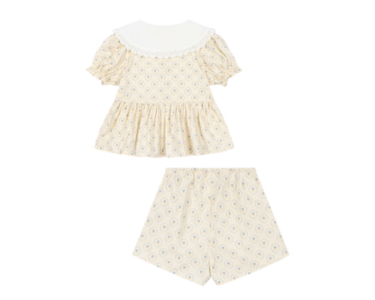 Coeur Collar Shorts Set - Ciel Mirage