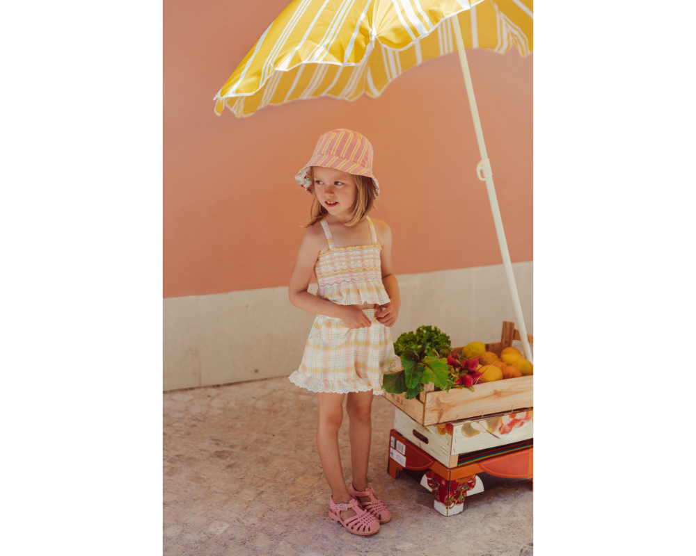 Yellow Positano Checks Set - Florentina Camisole and Vallalois Shorts
