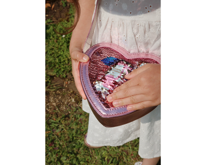 Tut Heart Sequin Purse Bag - Rose