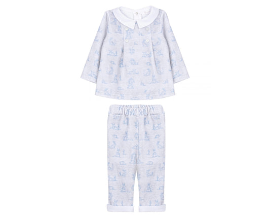 Blue Bunny Velour Printed Set