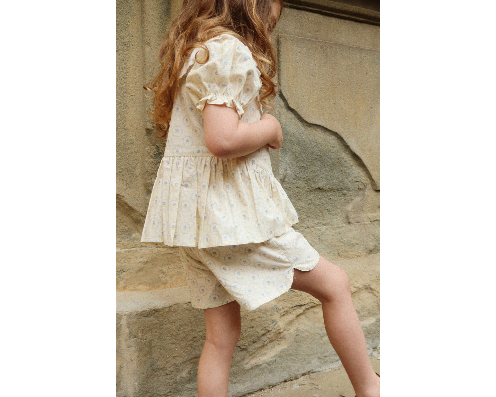 Coeur Collar Shorts Set - Ciel Mirage