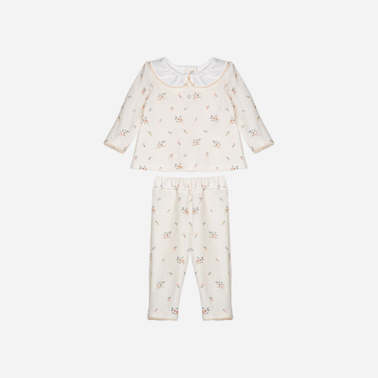 Beige Floral Velour Baby Set