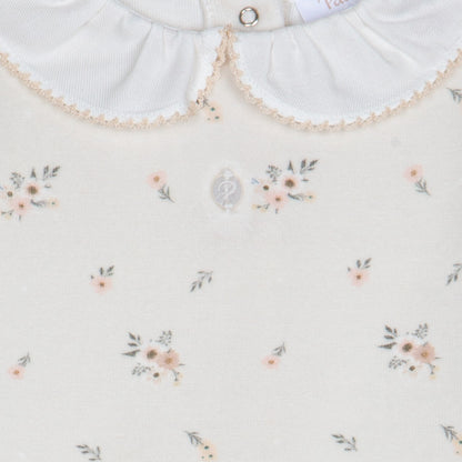 Beige Floral Velour Baby Set