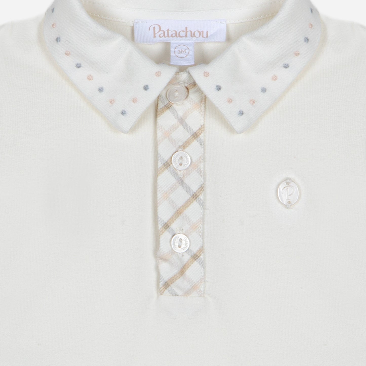 Beige Checkered Polo and Pants Set