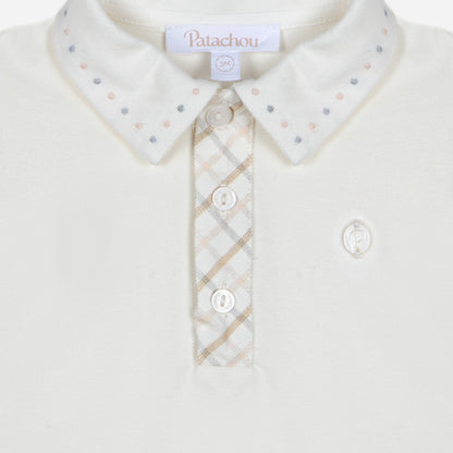 Beige Checkered Polo and Pants Set