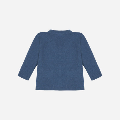 Baby Boy Wool and Cashmere Bear Sweater with Blue Flannel Pants