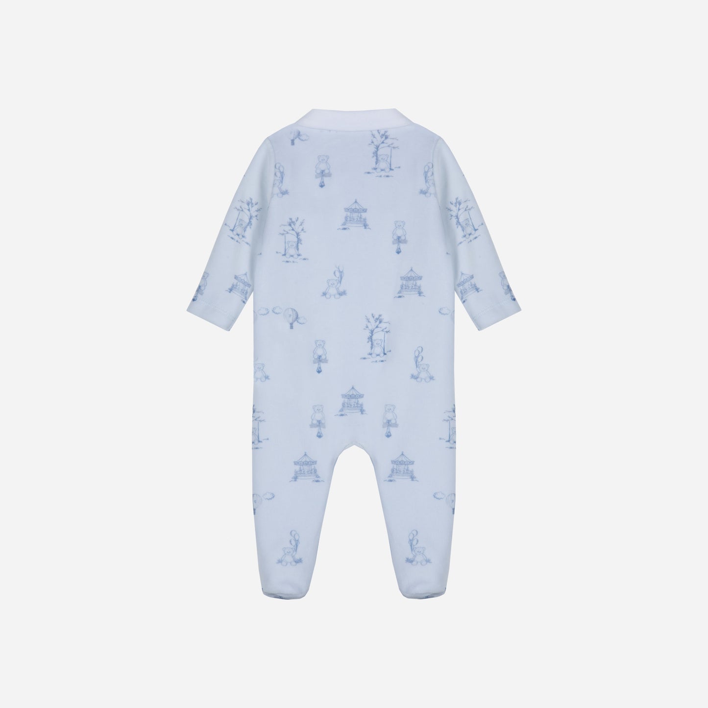 Blue Toile de Jouy Babygrow Footie