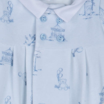 Blue Toile de Jouy Babygrow Footie