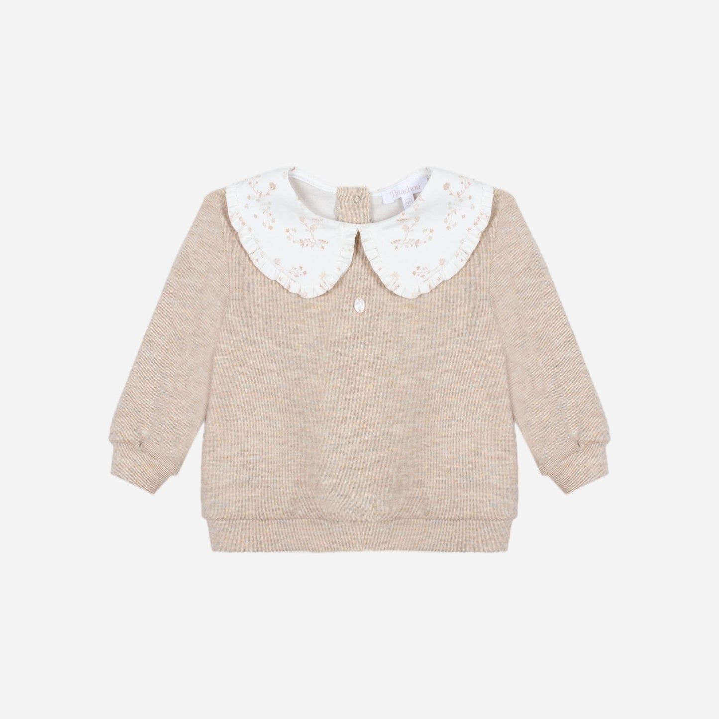 Beige Flowers Girls Pants Set