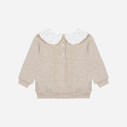 Beige Flowers Girls Pants Set