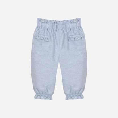 Woven Melange Blue Floral Pants Set